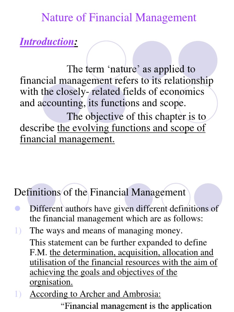 Nature and Scope of Financial Management | PDF | Partnership | Dividend