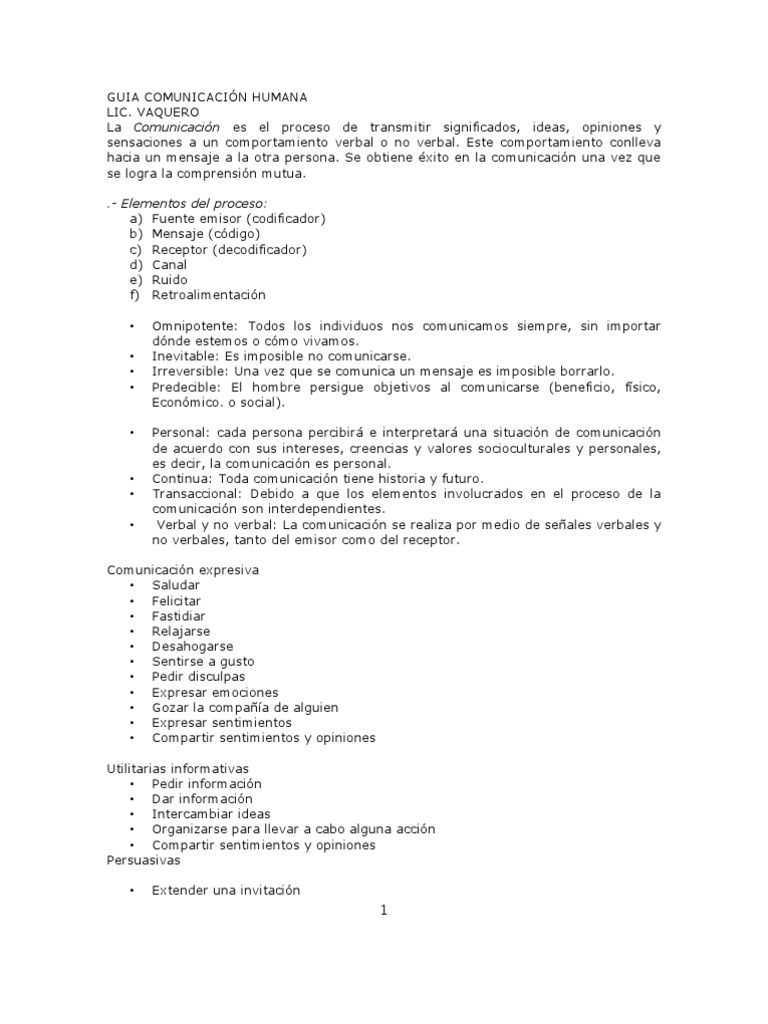 Fundamentos de la Comunicación Humana | PDF | Comunicación | Información
