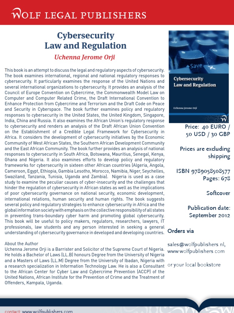 Cybersecurity Law and Regulation | PDF | Computer Security | Security