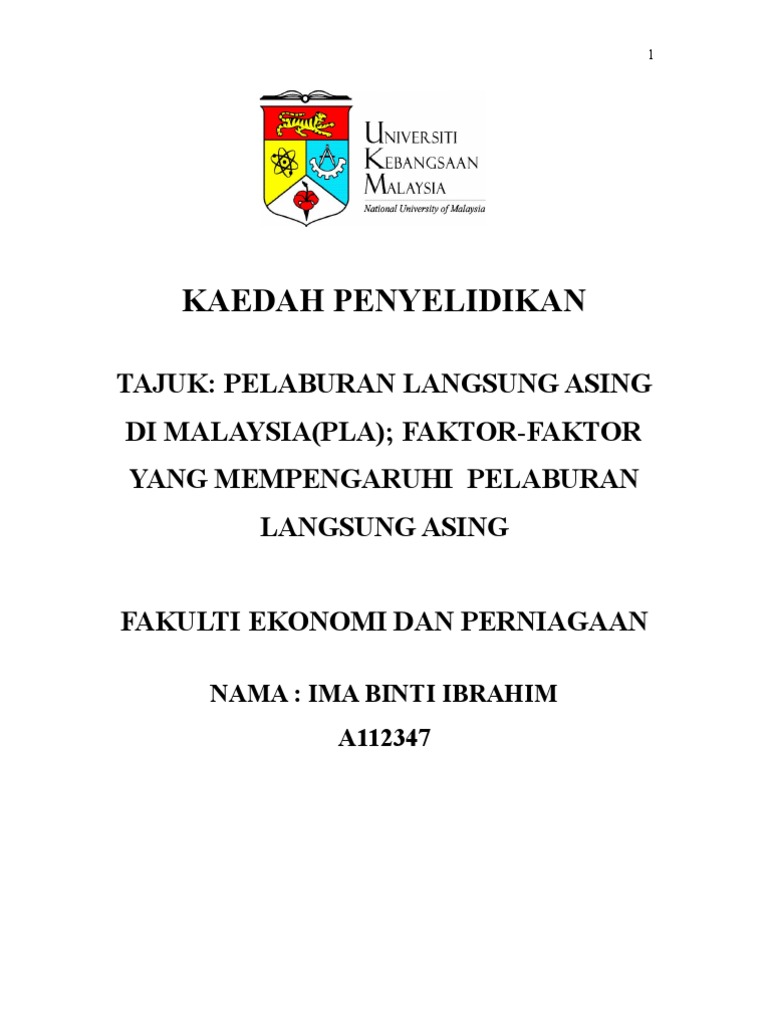 Faktor Faktor Yang Mempengarhi Fdi Di Malaysia Pdf