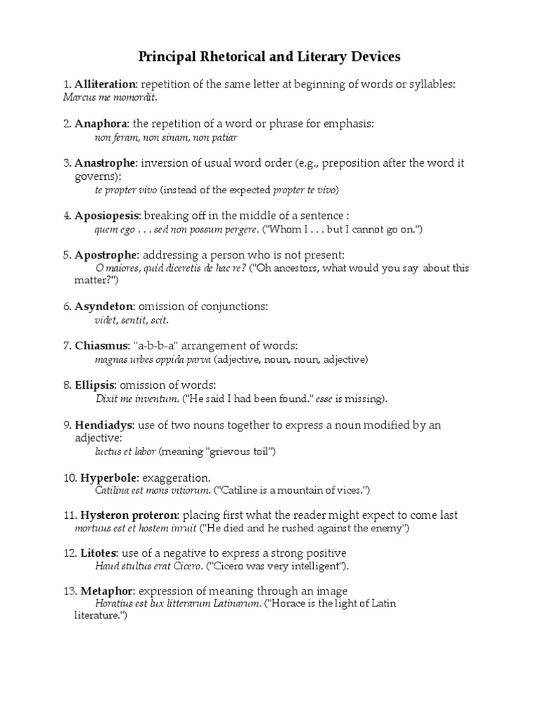 Rhetorical and Literary Devices Explained | PDF | Persuasion | Language ...
