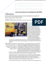 2013.02.13 EL PAIS - El plan de Salud prevé privatizar las ambulancias del SEM y laboratorios