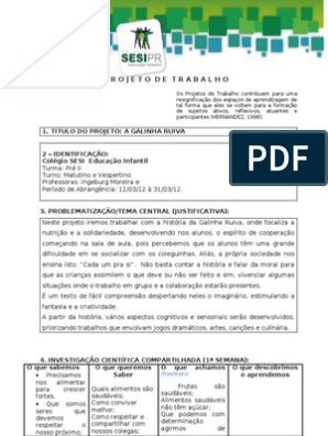 PROJETO A Galinha Ruiva - PRÉ II - Certo II, PDF, Imagem