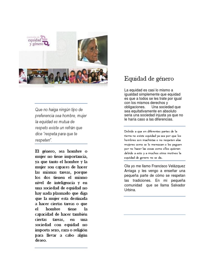 Equidad de Género: Respeto y Derechos | PDF | Igualdad de género ...