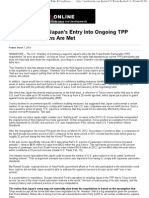 Chamber Backs Japan's Entry Into Ongoing TPP Talks If Conditions Are Met