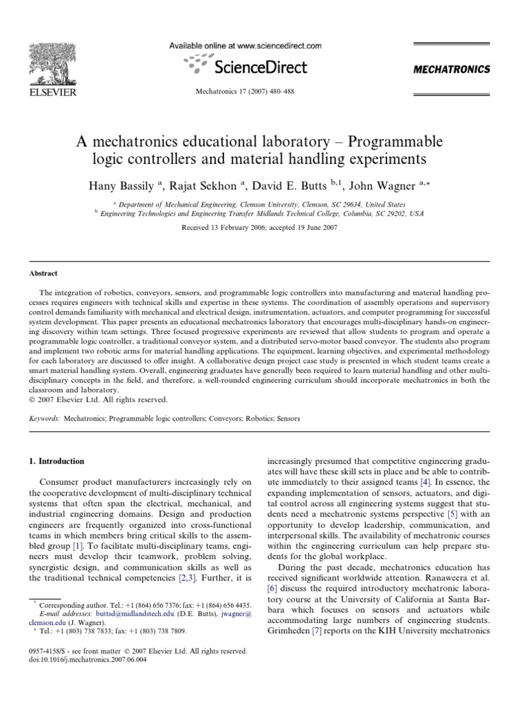 Mechatronics Lab: PLCs and Robotics | PDF | Programmable Logic ...