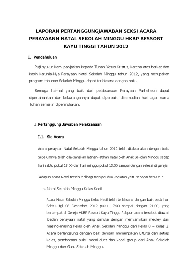 Contoh Laporan Pertanggungjawaban Keuangan Panitia Natal