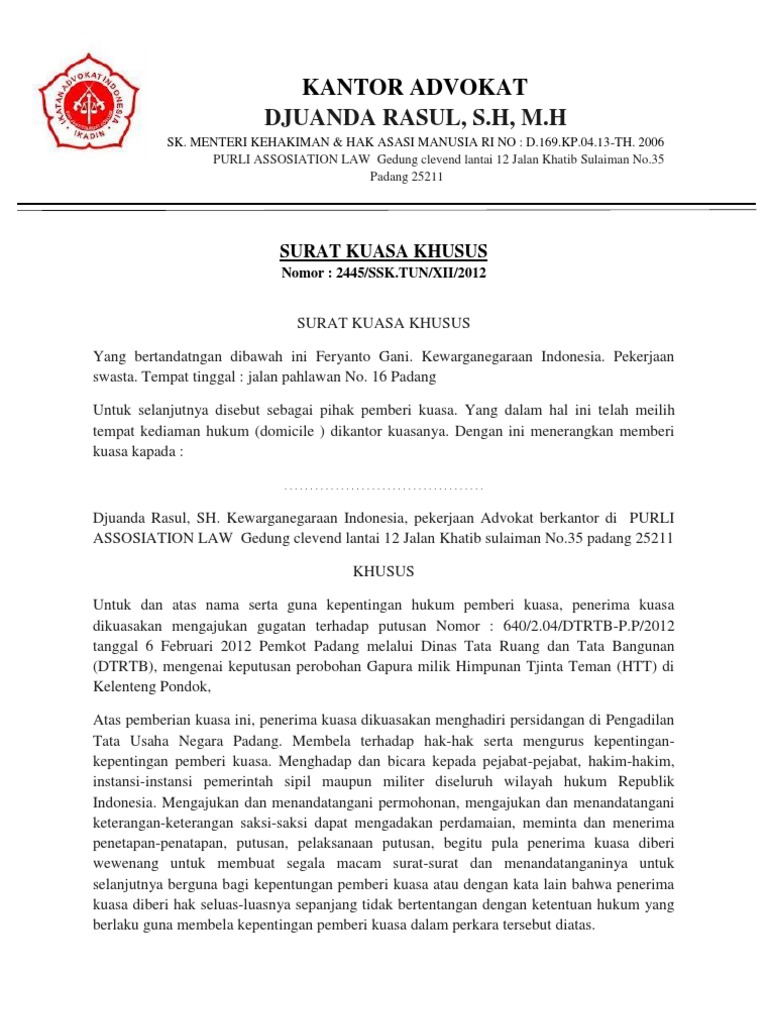 Contoh Surat Kepada Ketua Hakim Negara