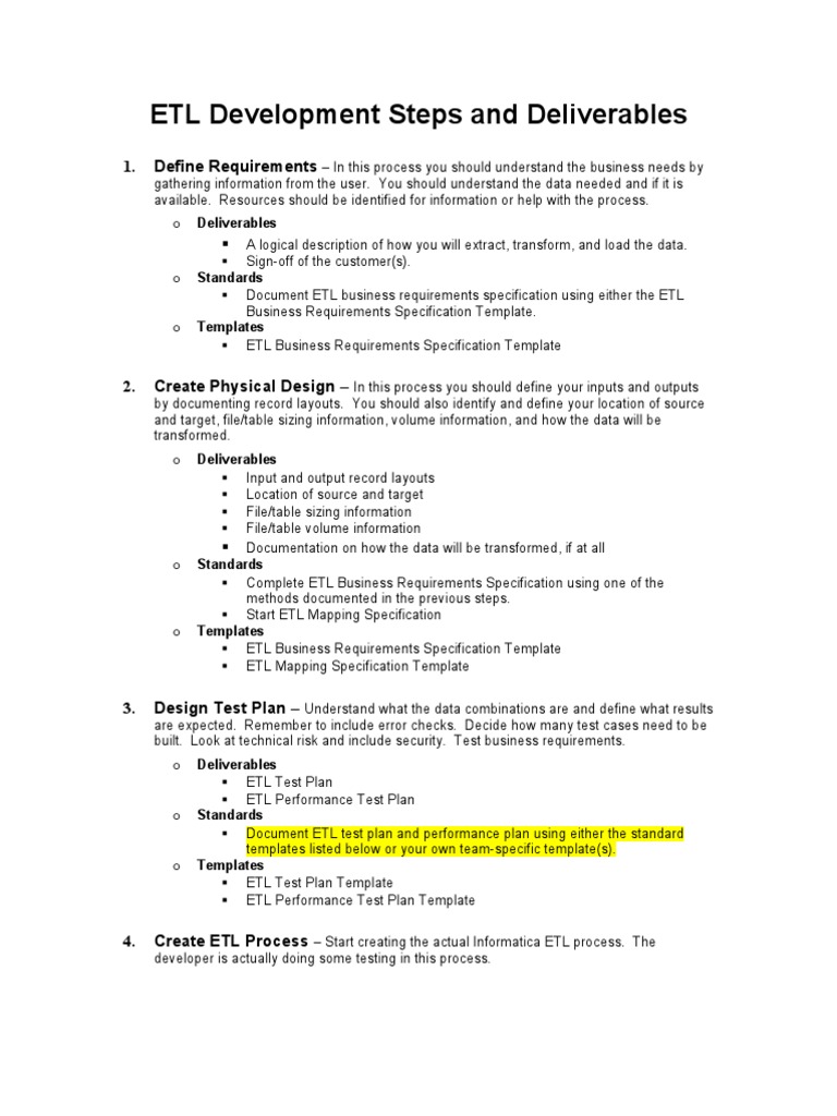 ETL Process Development Guide | PDF | Specification (Technical Standard ...
