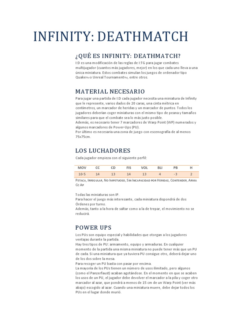 Qué es Infinity: Deathmatch | PDF | Rifle | Ocio