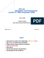 CPS 104 Computer Organization and Programming Lecture-12: MIPS Assembler, SPIM