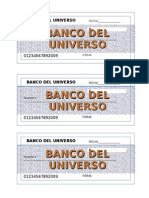 Cheque Banco Del Universo Custom Español