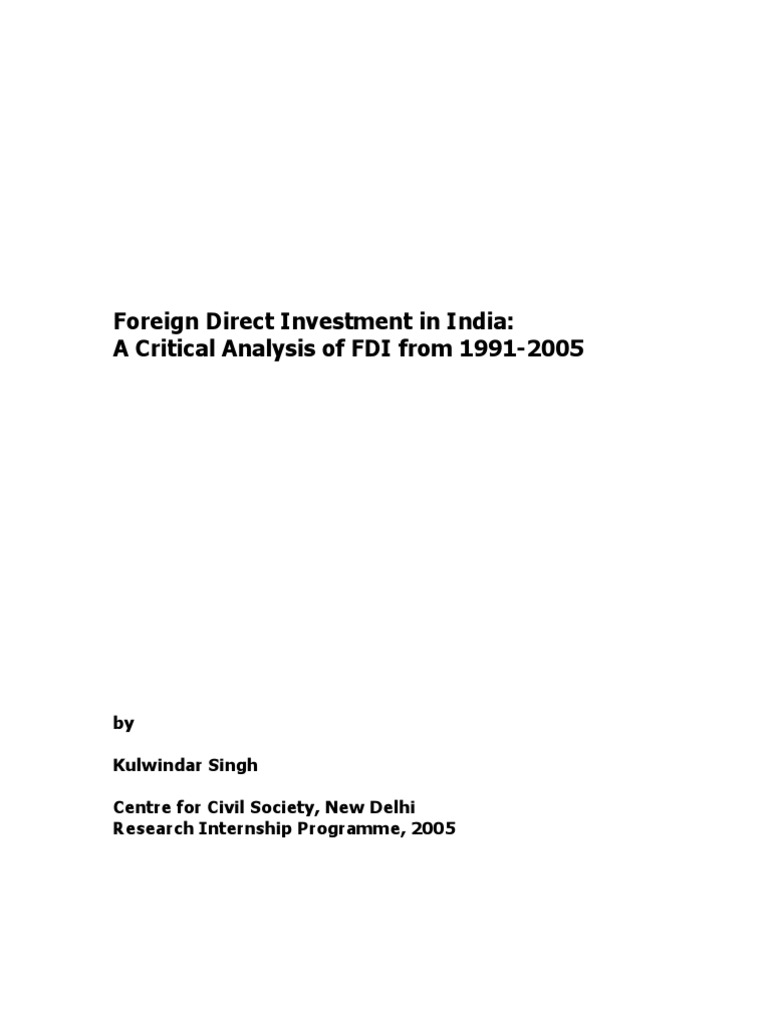 FDI in India: 1991-2005 Analysis | PDF | Foreign Direct Investment ...