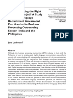Are We Getting The Right People For The Job? A Study of English Language Recruitment Assessment Practices in The Business Processing Outsourcing Sector: India and The Philippines PDF