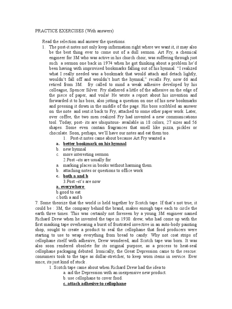 Practice Exercises With Answers | PDF