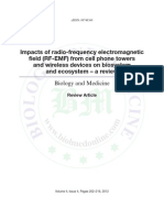 Shivani PaImpacts of radio-frequency electromagnetic
field (RF-EMF) from cell phone towers
and wireless devices on biosystem
and ecosystem – a review
per EMR BM Journal