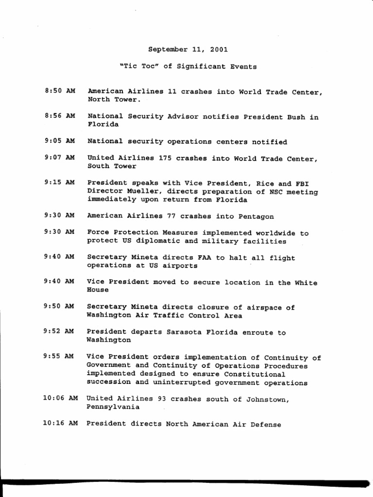 9/11 Events Timeline Overview | PDF | September 11 Attacks | North ...