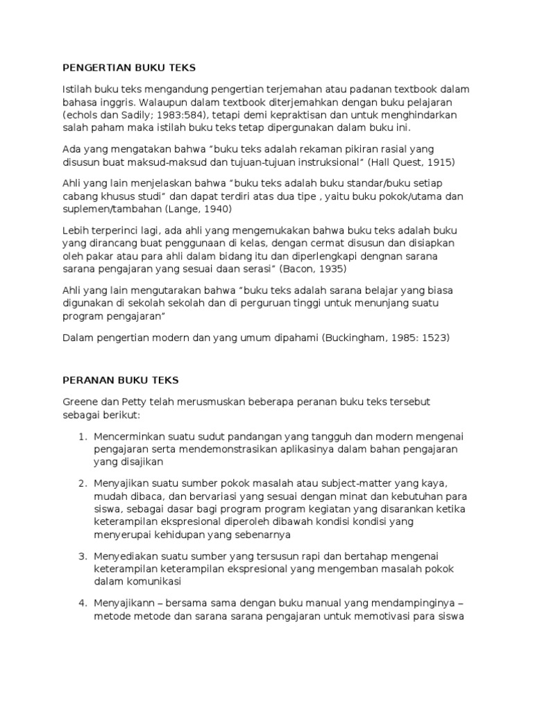 Pengertian Buku Teks Menurut Para Ahli Berbagi Teks Penting