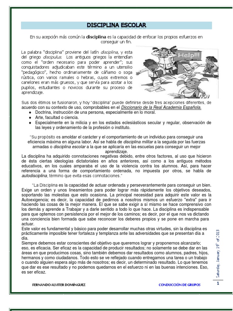 Importancia de la Disciplina Escolar | PDF | Disciplinas | Conceptos ...