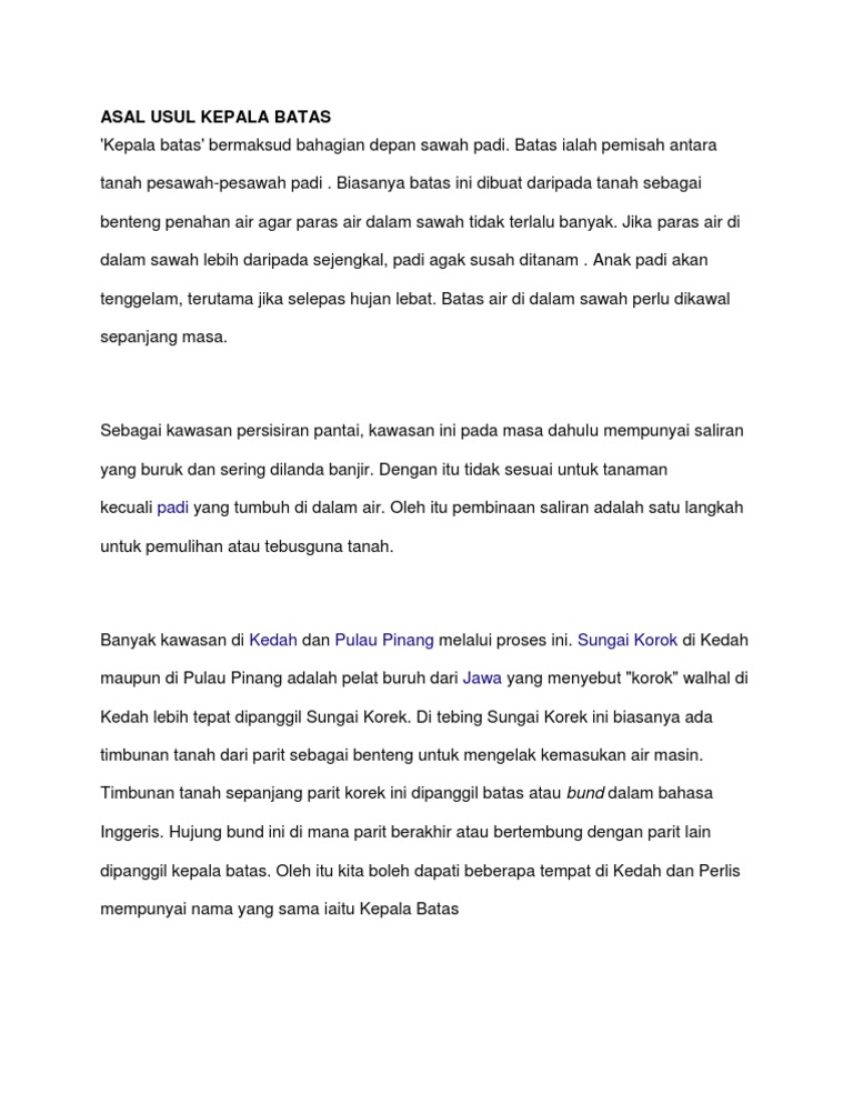Asal Usul Kepala Batas Pdf