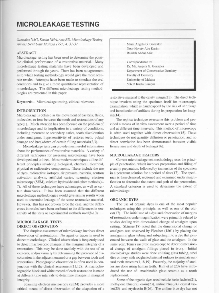 Microleakage Testing (Ori) PDF Dental Composite Microscopy