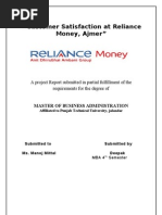 Customer Satisfaction at Reliance Money, Ajmer