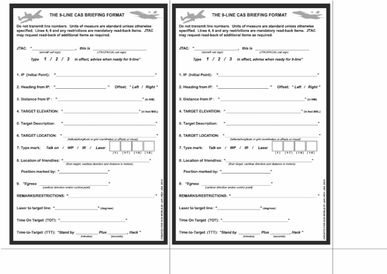 9-Line CAS Briefing Format Guide | PDF | Teaching Methods & Materials ...