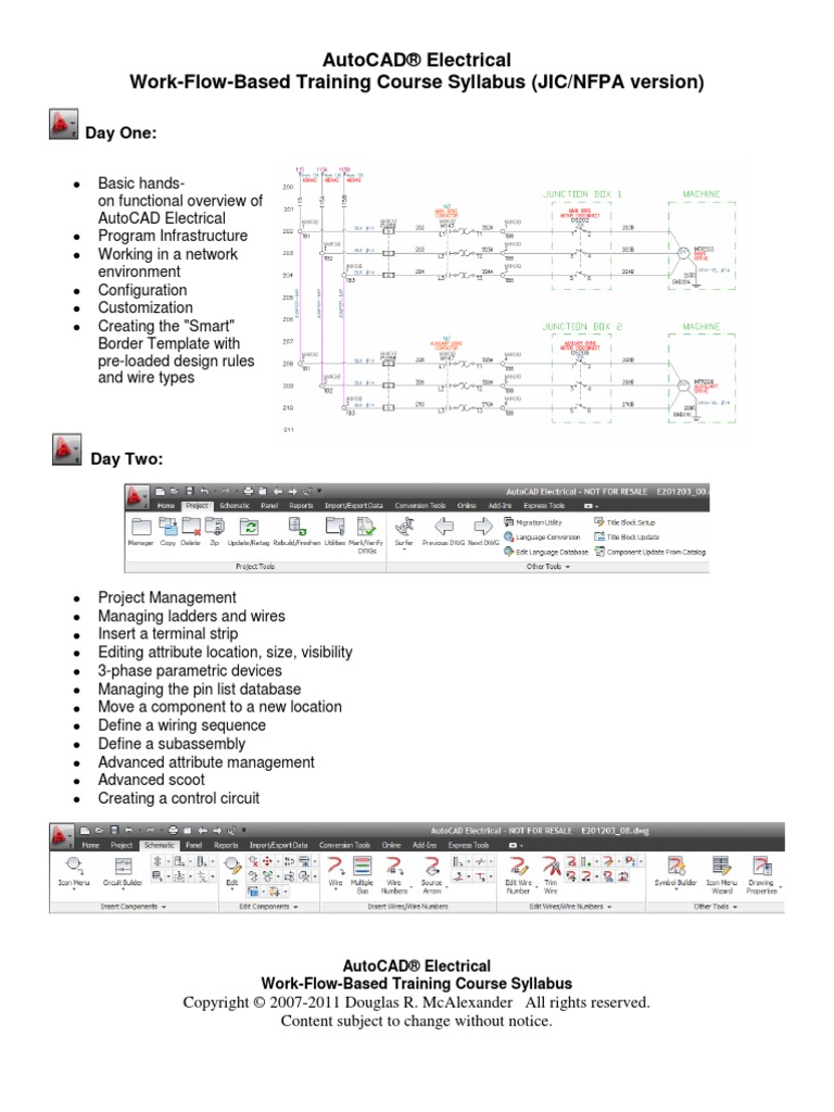 AutoCAD Electrical JIC Admin Course Syllabus Sample Electrical