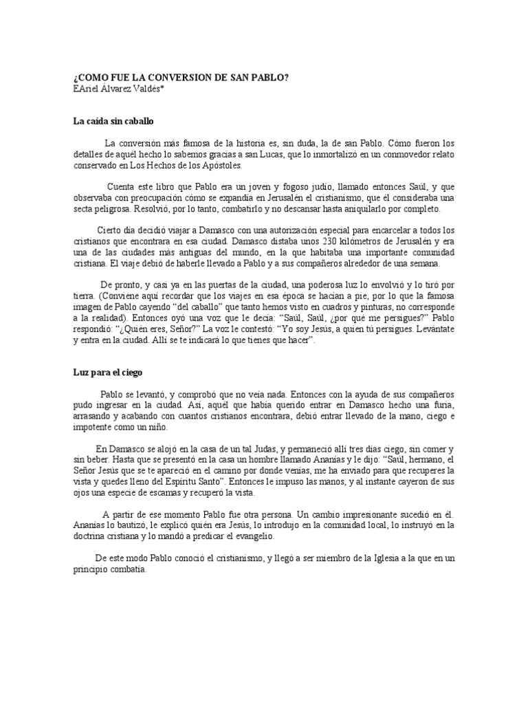 Como Fue La Conversion De San Pablo Pdf Pablo El Apóstol Jesús
