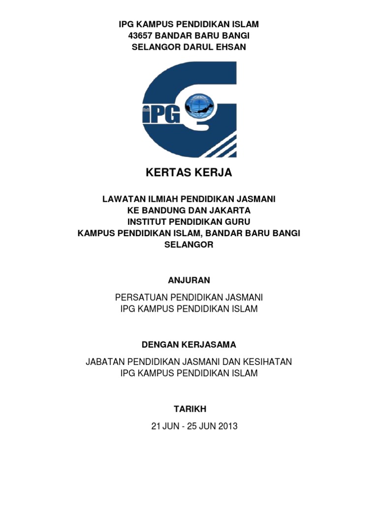 Kertas Kerja Lawatan Ilmiah Pdf