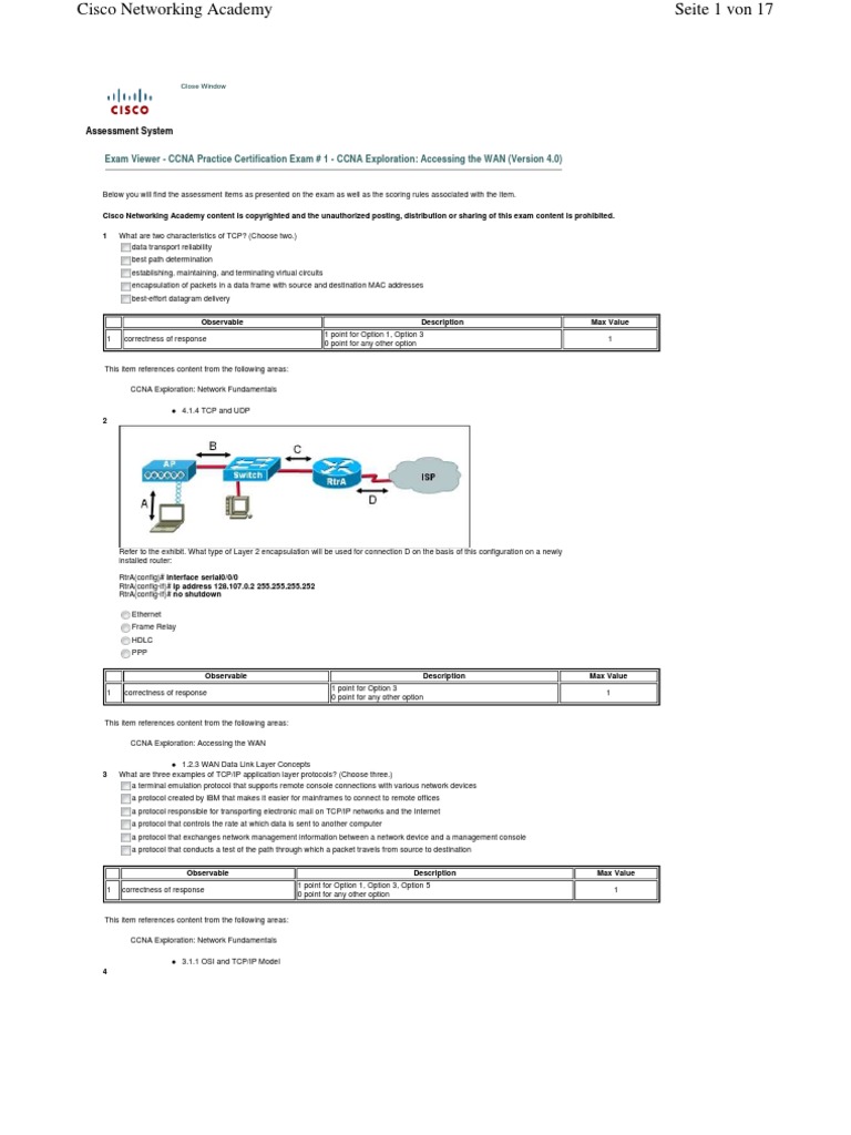 CCNA Practice Certification Exam 1 | Routing | Computer Network ...