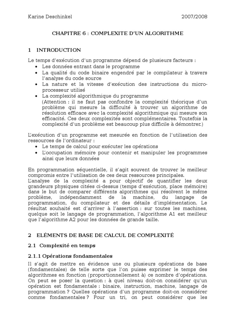 Complexité d'un algorithme.pdf | PDF | Complexité temporelle ...