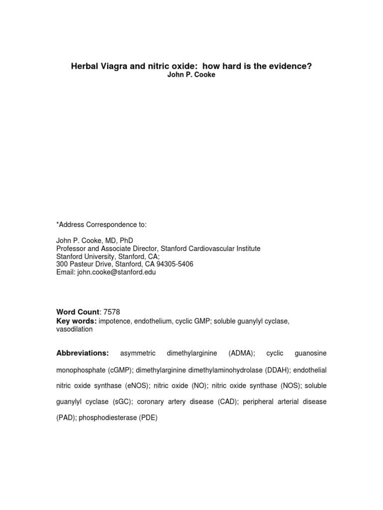 Herbal Viagra and Nitric Oxide How Hard Is The Evidence PDF