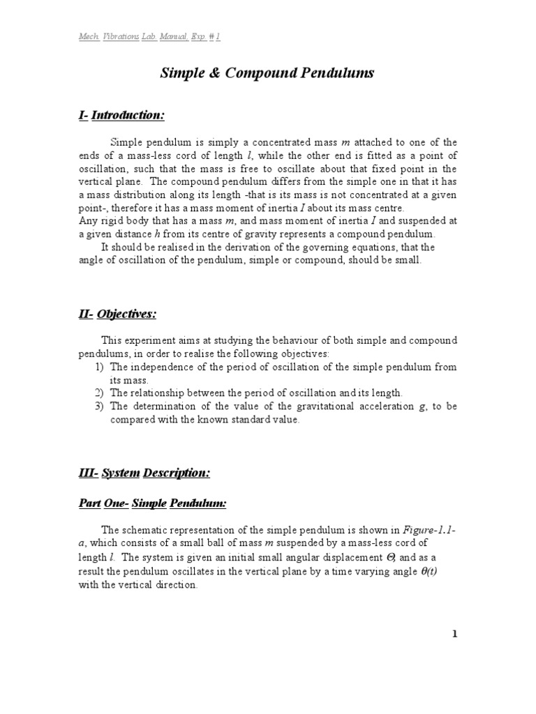 Simple and Compound Pendulum Study | PDF | Pendulum | Oscillation