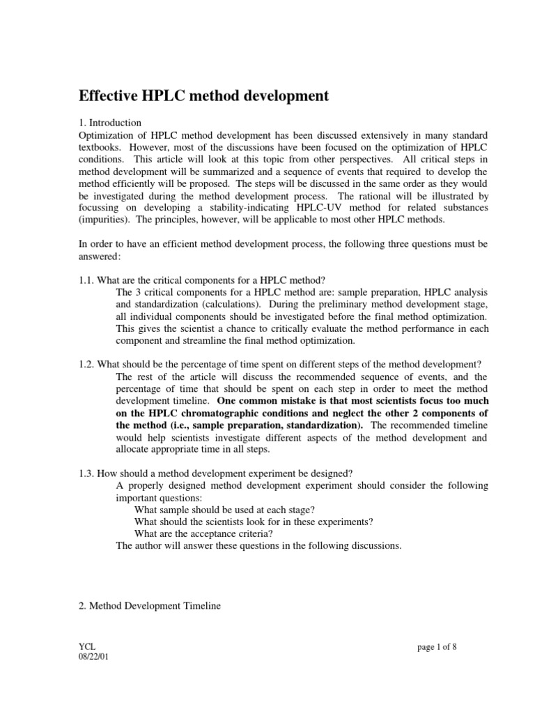 HPLC Method Development | PDF | High Performance Liquid Chromatography ...