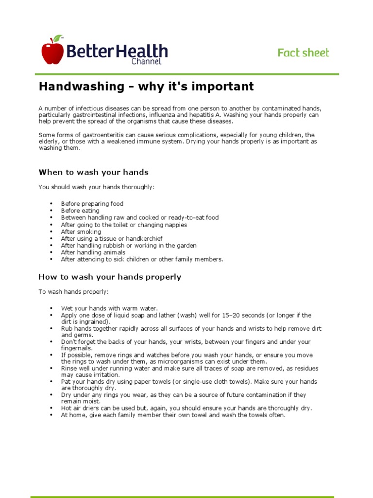 Handwashing why it's important When to wash your hands Soap