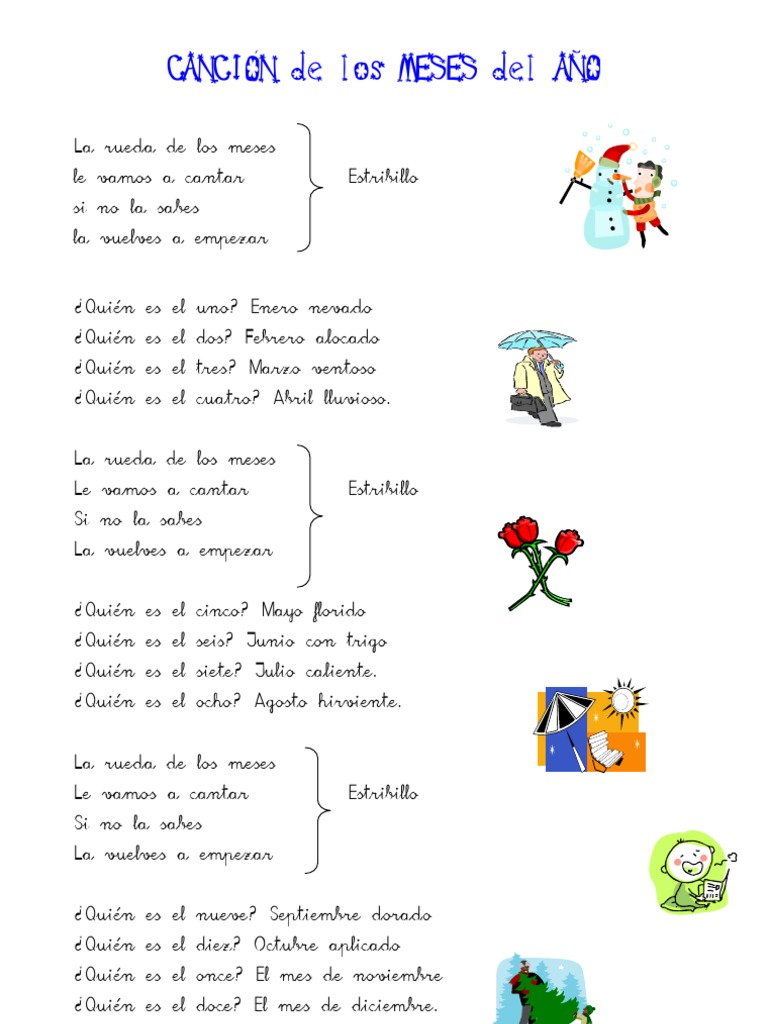 Cancion Meses Del Ano Musica Pop Musica Grabada