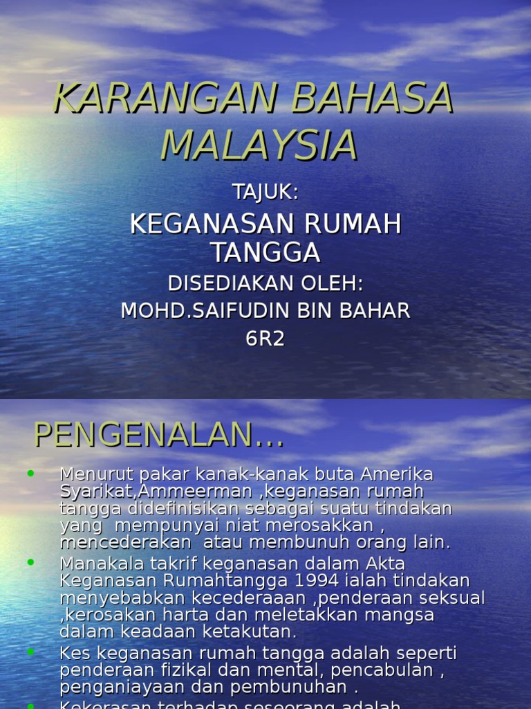 Karangan Bm(Keganasan Rumah Tangga)
