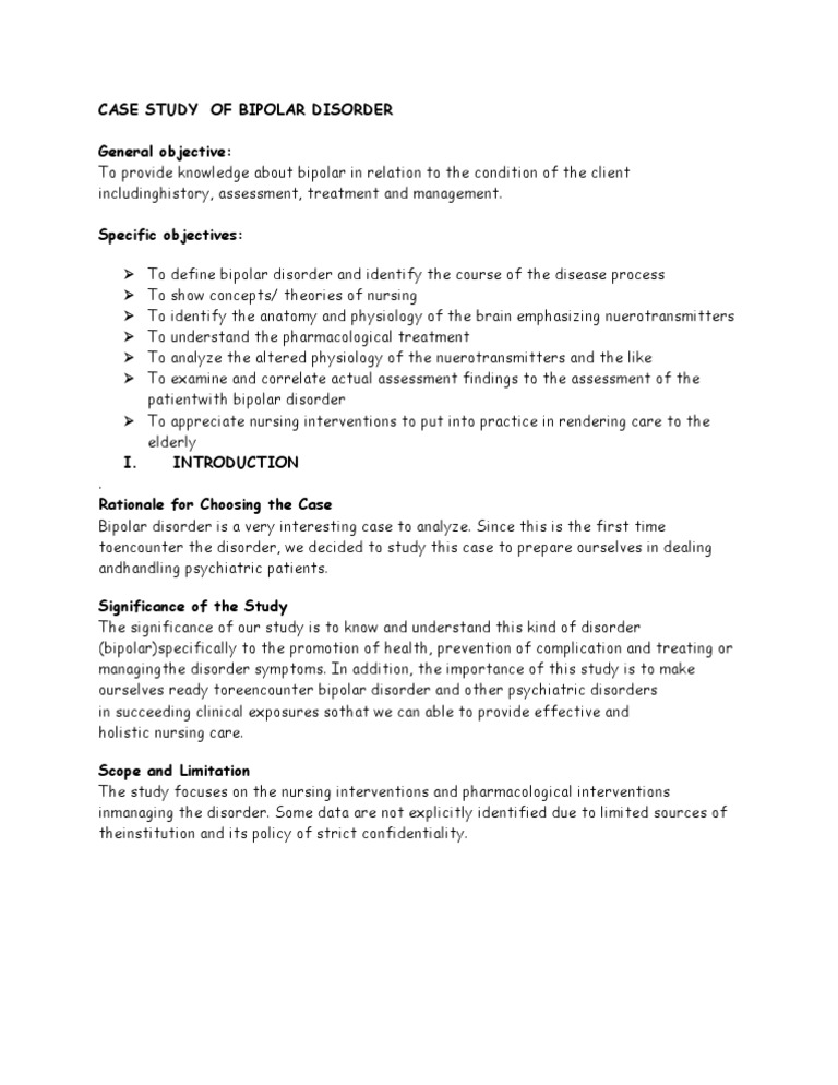 Case Study of Bipolar Disorder | PDF | Bipolar Disorder | Mental Disorder