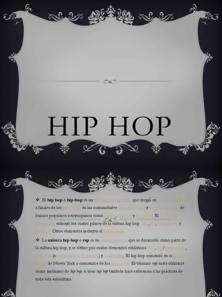 Historia y elementos del hip hop | PDF | Música hip-hop | Disc jockey