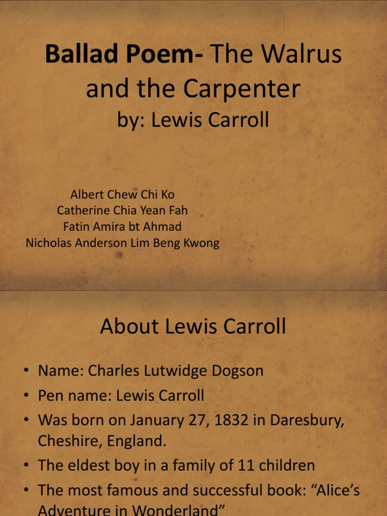 W11 Ballad Poem The Walrus and The Carpenter PDF Anthropomorphism Lewis Carroll