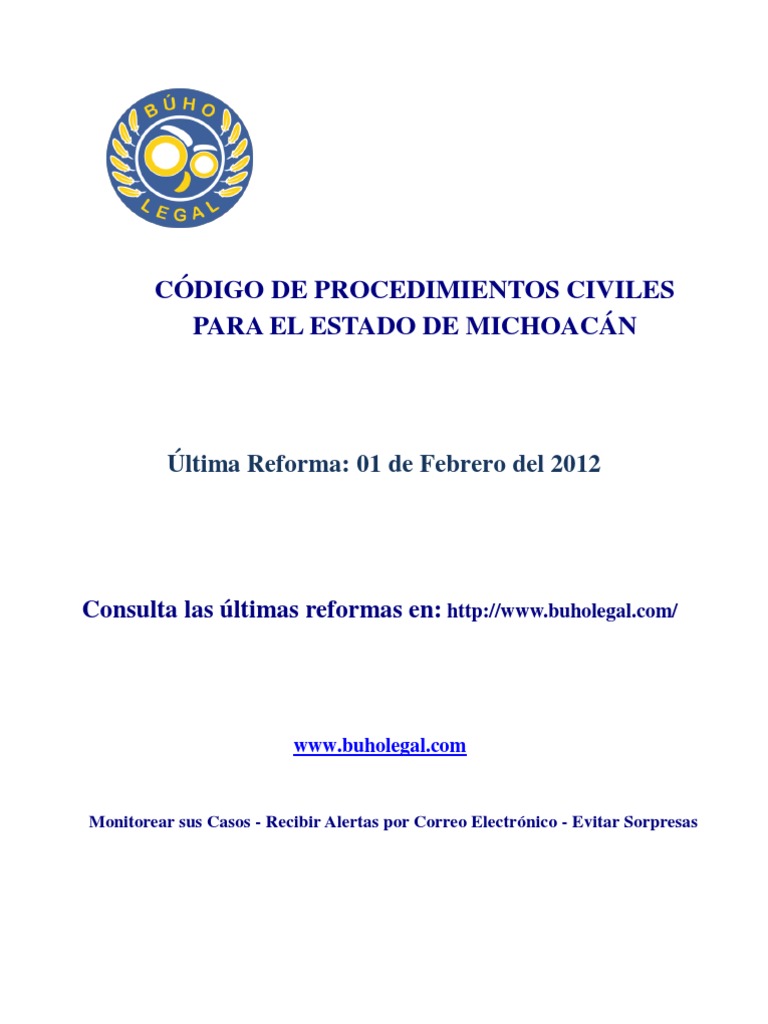 Codigo Procedimientos Civiles Michoacan Sentencia (ley