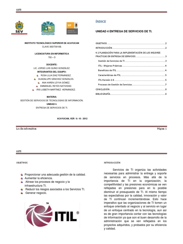 Entrega de Servicios de TI y ITIL | PDF | Itil | It Service Management