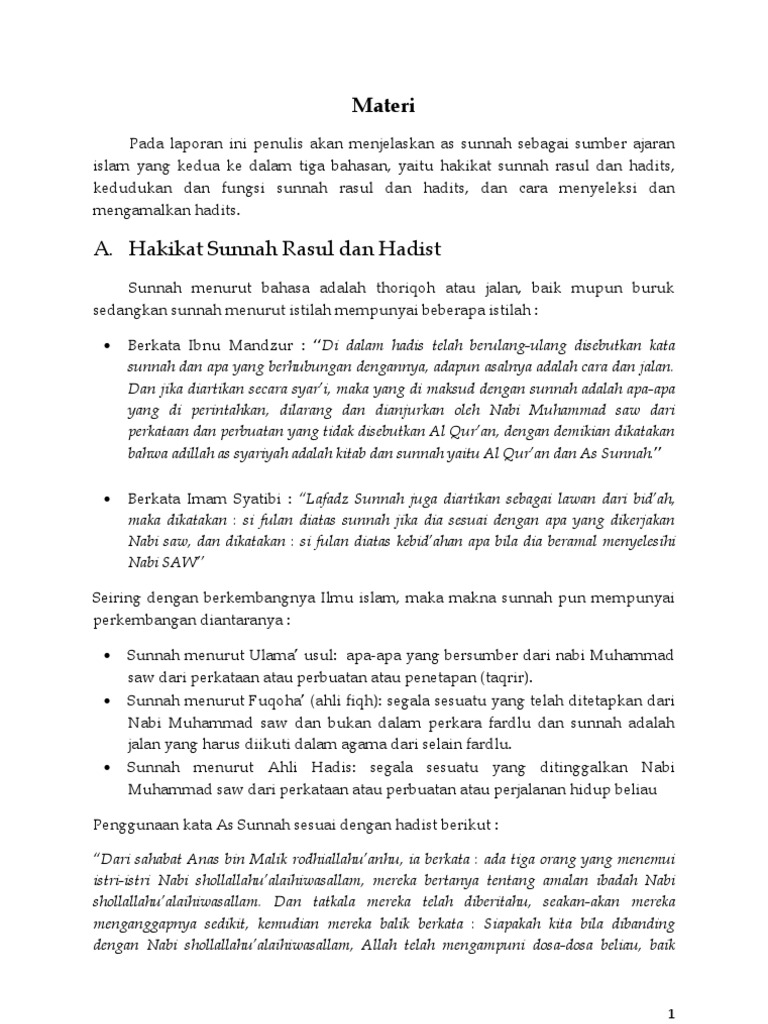 As Sunnah Sebagai Sumber Ajaran Islam Yang Kedua Pdf