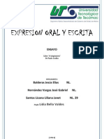 Expresion Oral y Escrita Ensayo de Eli,Gabo.y Io