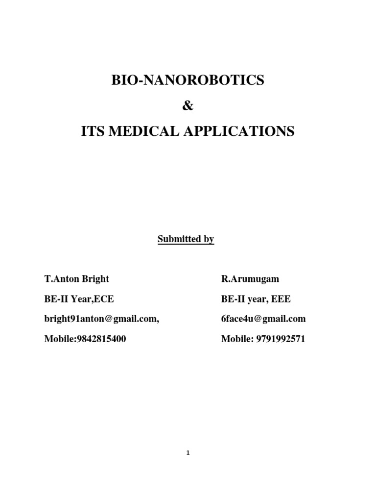 Bio-Nanorobotics & Its Medical Applications | PDF | Nanotechnology | Robot