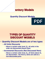 INVENTORY -- Quantity Discount Models