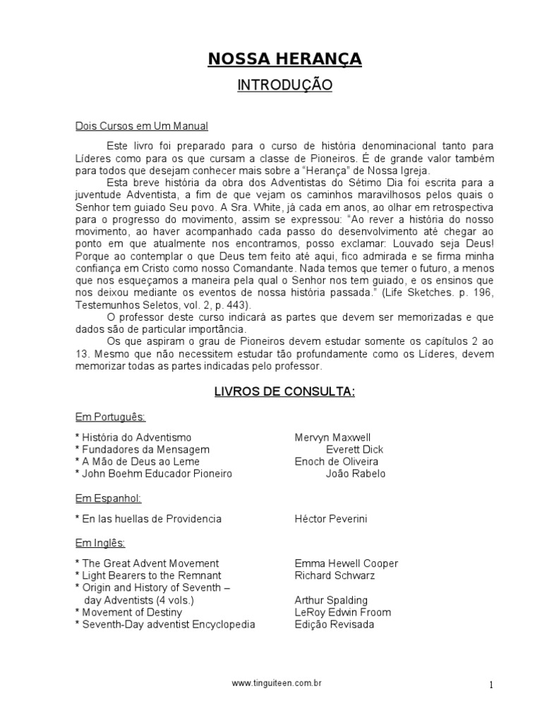 Livro - Nossa Herança | PDF | Igreja Adventista do Sétimo Dia | Reforma ...