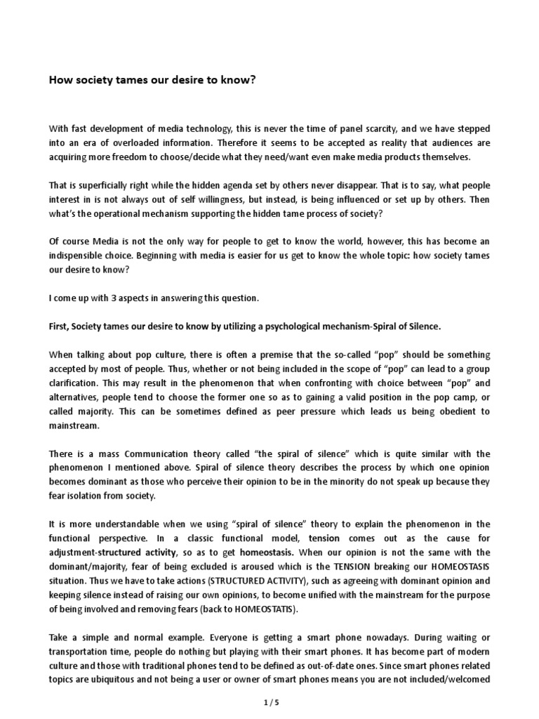 Society's Control Over Knowledge Desire | PDF | Social Media | Popular ...