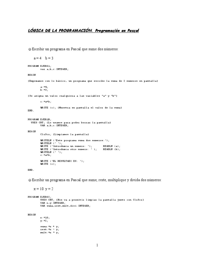 Ejercicios de Pascal PDF Número primo Celsius